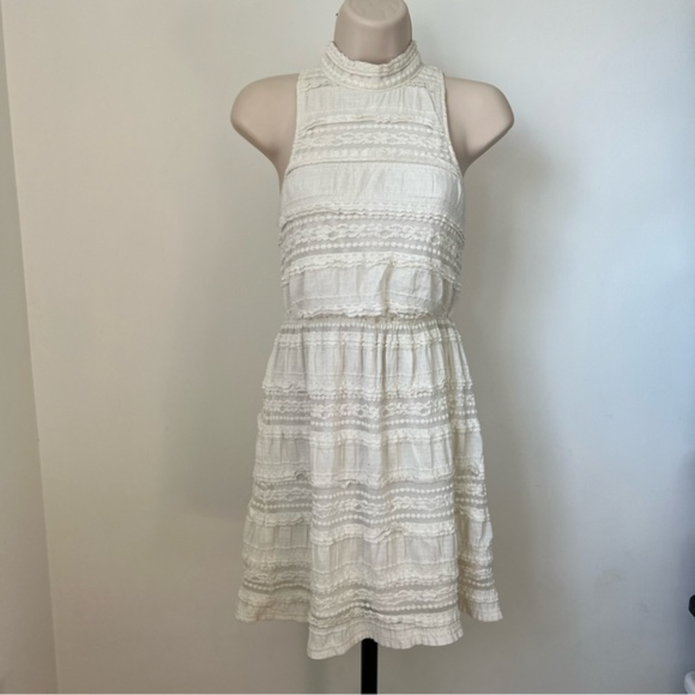 Urban Outfitters‎ cream lace open back dress high neck sleeveless Size small